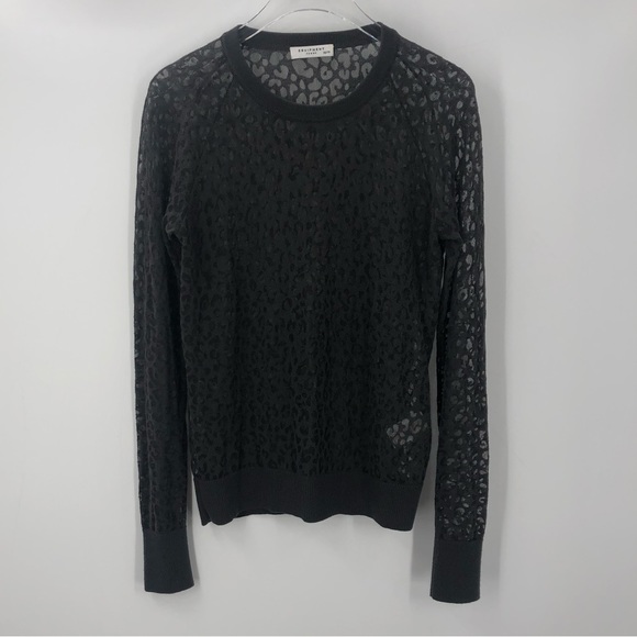 Equipment Tops - Equipment Pullover Grey Long Sleeve with Crew Neck Semi sheer Womens XS
